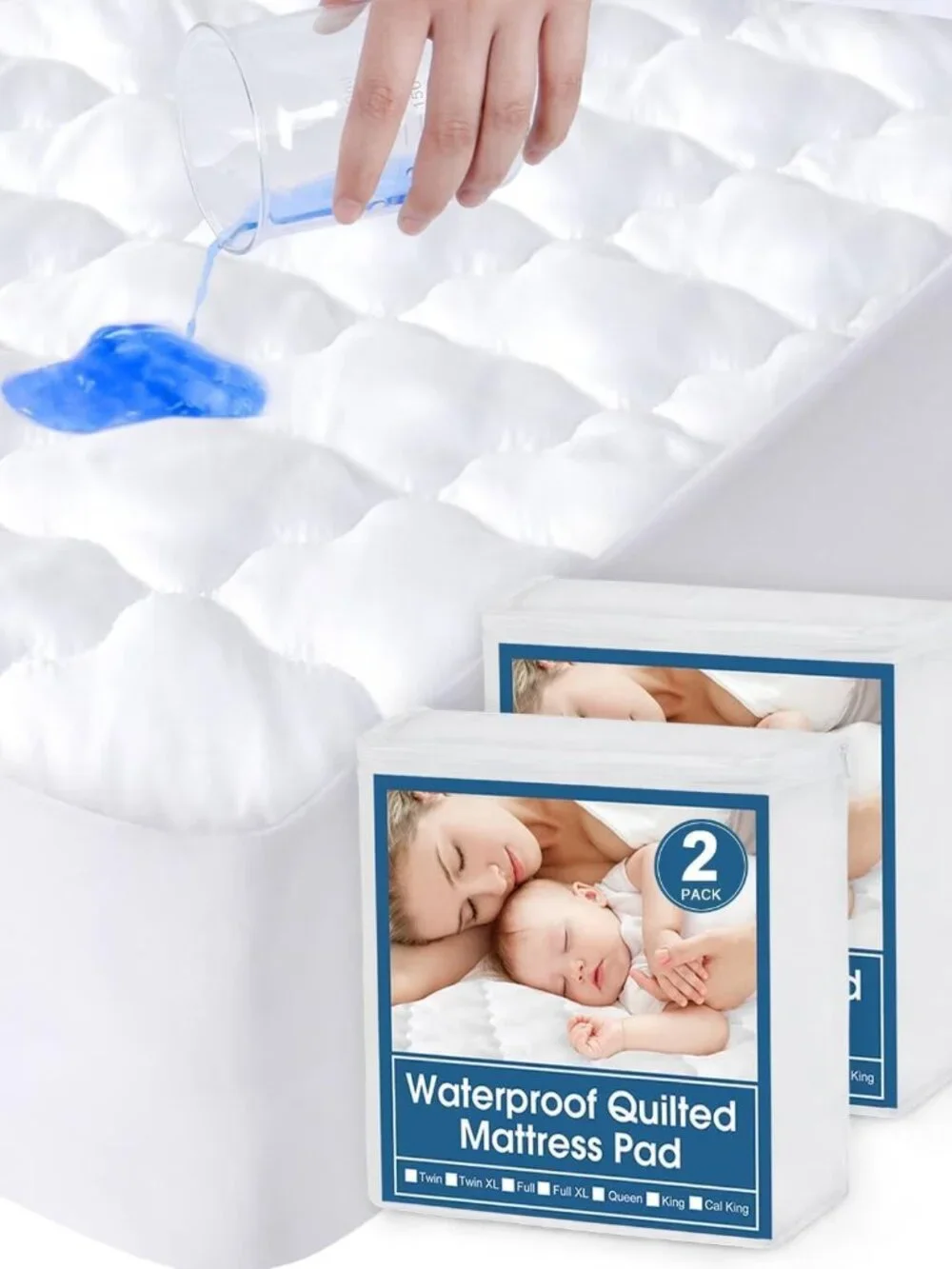[NEW] 2-Pack Twin Mattress Protector Pad Waterproof Quilted